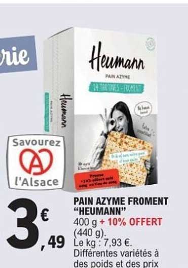 PAIN AZYME FROMENT "HEUMANN"