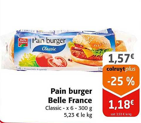 Pain burger Belle France Classic - x 6 - 300 g