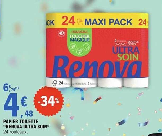 PAPIER TOILETTE "RENOVA ULTRA SOIN" 24 rouleaux