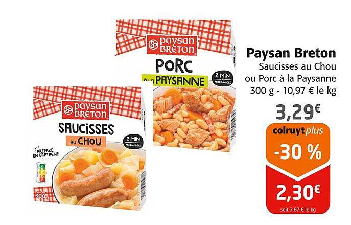Paysan Breton Saucisses au Chou ou Porc à la Paysanne 300 g