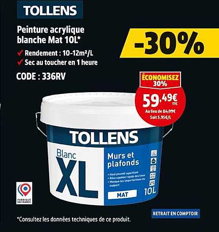 Peinture acrylique blanche Mat 10L*