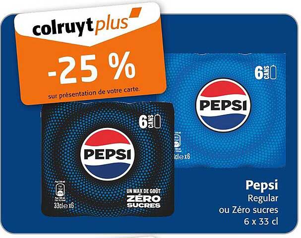 Pepsi Regular ou Zéro sucres 6 x 33 cl