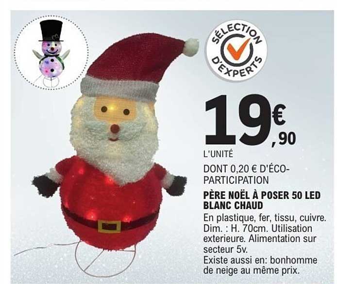 PÈRE NOËL À POSER 50 LED BLANC CHAUD