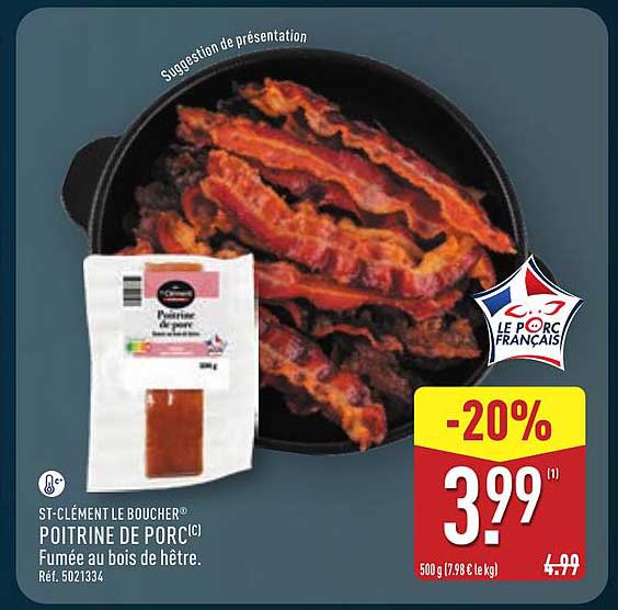 Poitrine de porc fumée au bois de hêtre