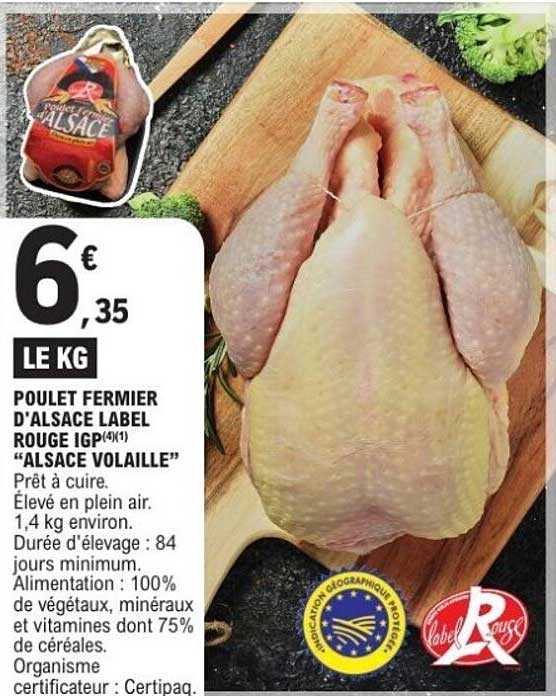POULET FERMIER D'ALSACE LABEL ROUGE IGP