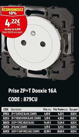 Prise 2P+T Dooxie 16A