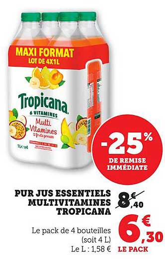 PUR JUS ESSENTIELS MULTIVITAMINES TROPICANA