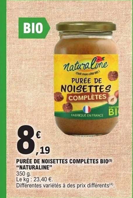 PURÉE DE NOISETTES COMPLÈTES BIO(5) “NATURALINE”
