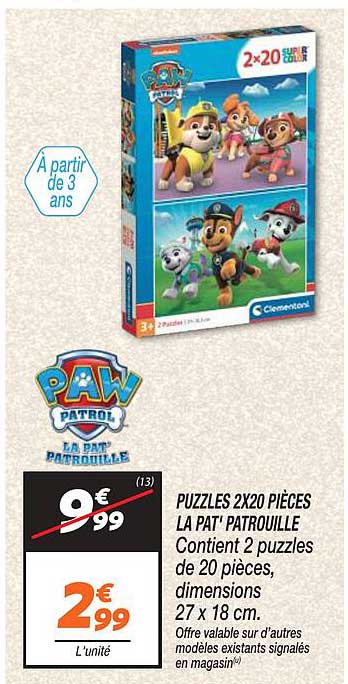 PUZZLES 2X20 PIÈCES LA PAT' PATROUILLE