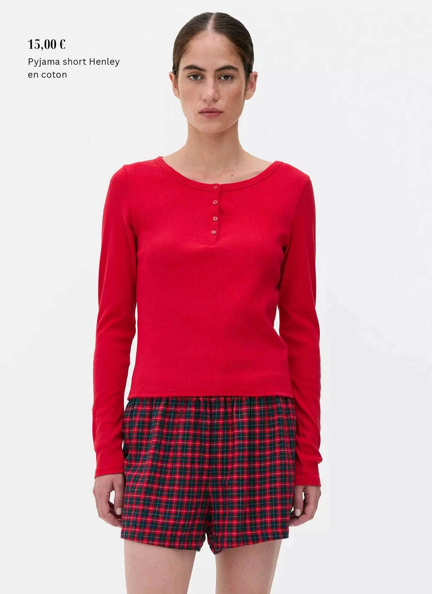 Pyjama short Henley en coton