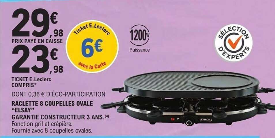RACLETTE 8 COUPELLES OVALE "ELSAY"