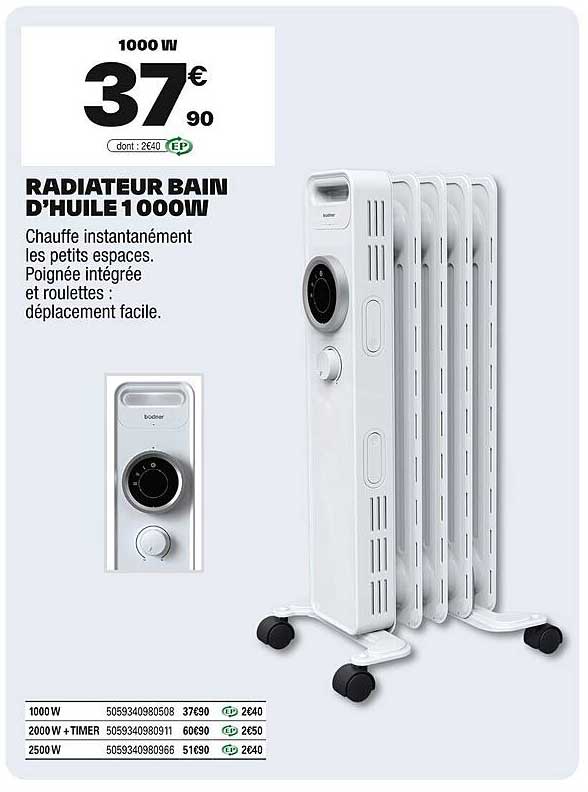 RADIATEUR BAIN D'HUILE 1000W