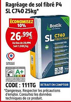 Ragréage de sol fibré P4 SL C740 25kg