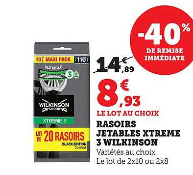 RASOIRS JETABLES XTREME 3 WILKINSON