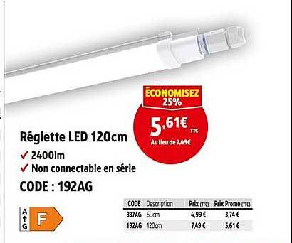 Réglette LED 120cm