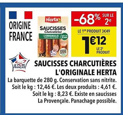 SAUCISSES CHARCUTIÈRES L'ORIGINALE HERTA