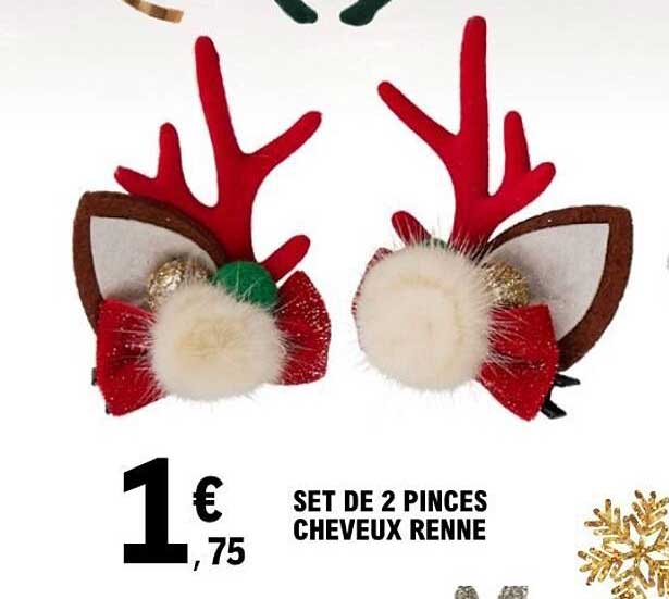 SET DE 2 PINCES CHEVEUX RENNE