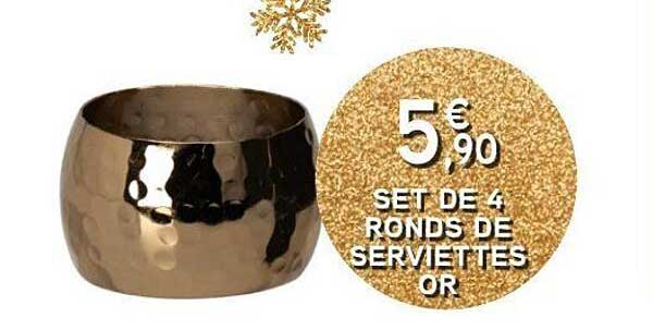 SET DE 4 RONDS DE SERVIETTES OR