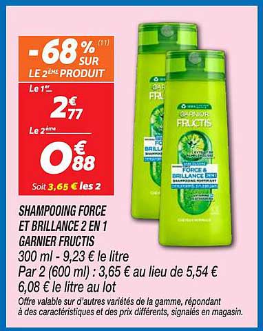 SHAMPOOING FORCE ET BRILLANCE 2 EN 1 GARNIER FRUCTIS