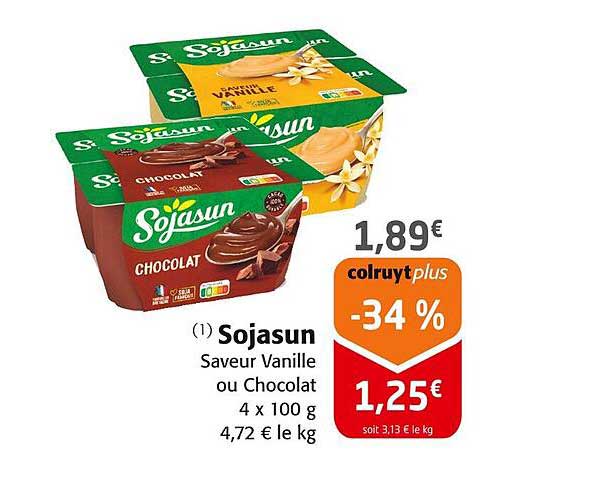 Sojasun Saveur Vanille ou Chocolat 4 x 100 g