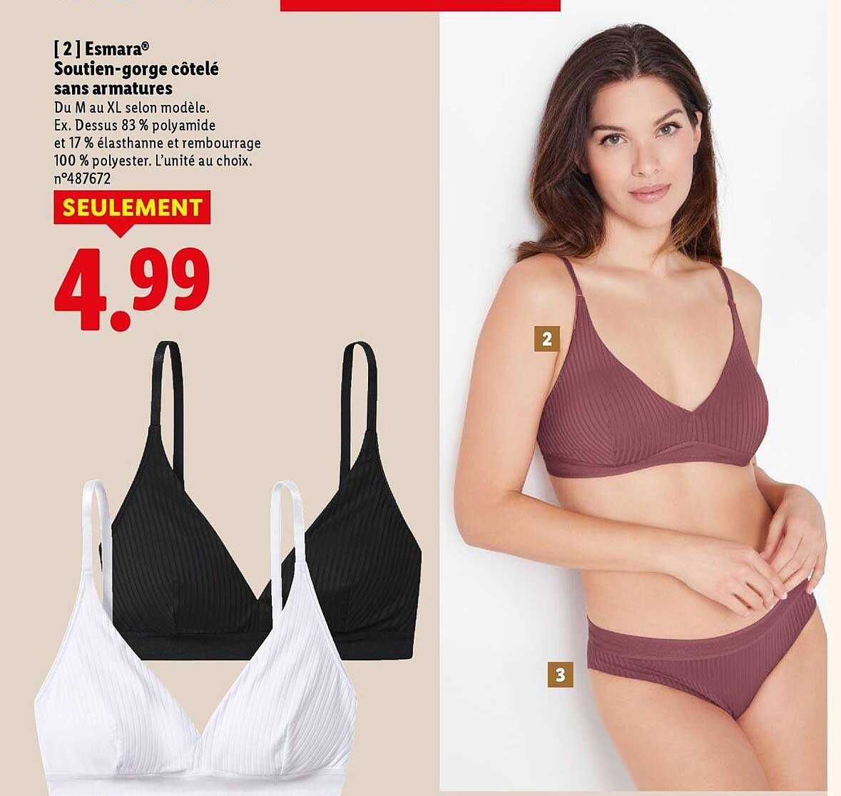 Soutien-gorge côtelé sans armatures Esmara