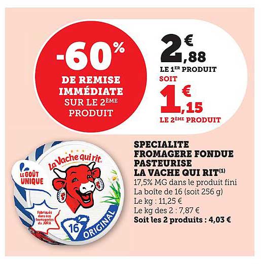 SPECIALITE FROMAGERE FONDUE PASTEURISEE LA VACHE QUI RIT