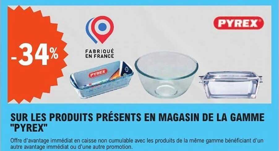 SUR LES PRODUITS PRÉSENTS EN MAGASIN DE LA GAMME "PYREX"