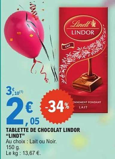 TABLETTE DE CHOCOLAT LINDOR “LINDT”
