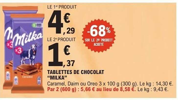 TABLETTES DE CHOCOLAT “MILKA”