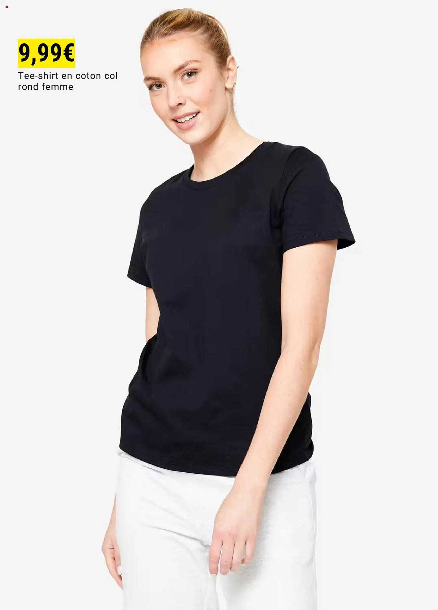 Tee-shirt en coton col rond femme