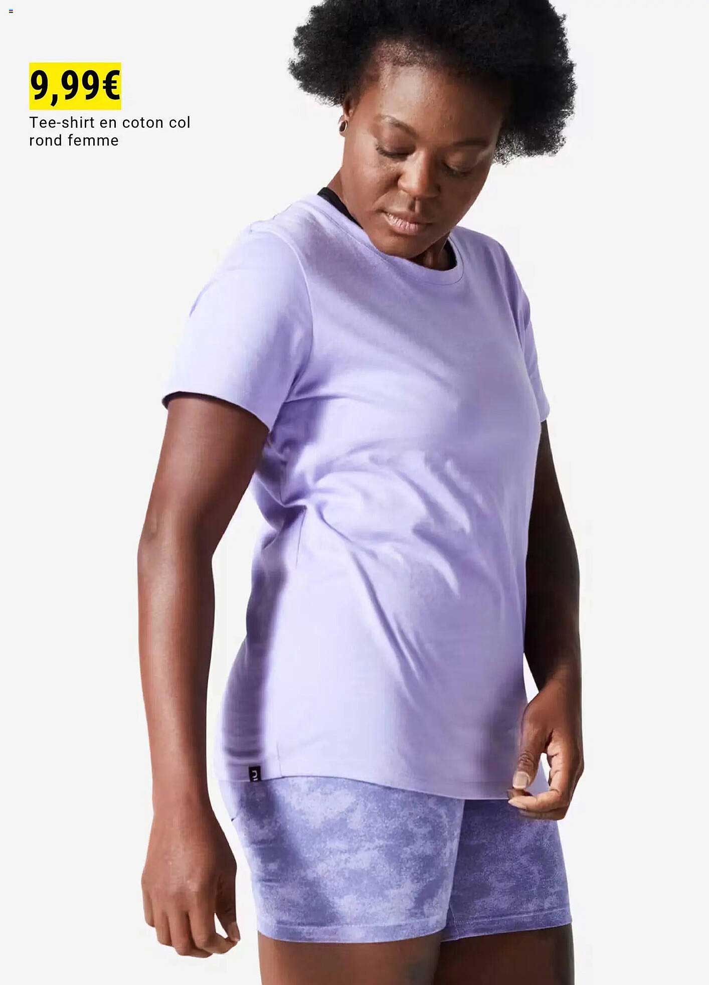 Tee-shirt en coton col rond femme