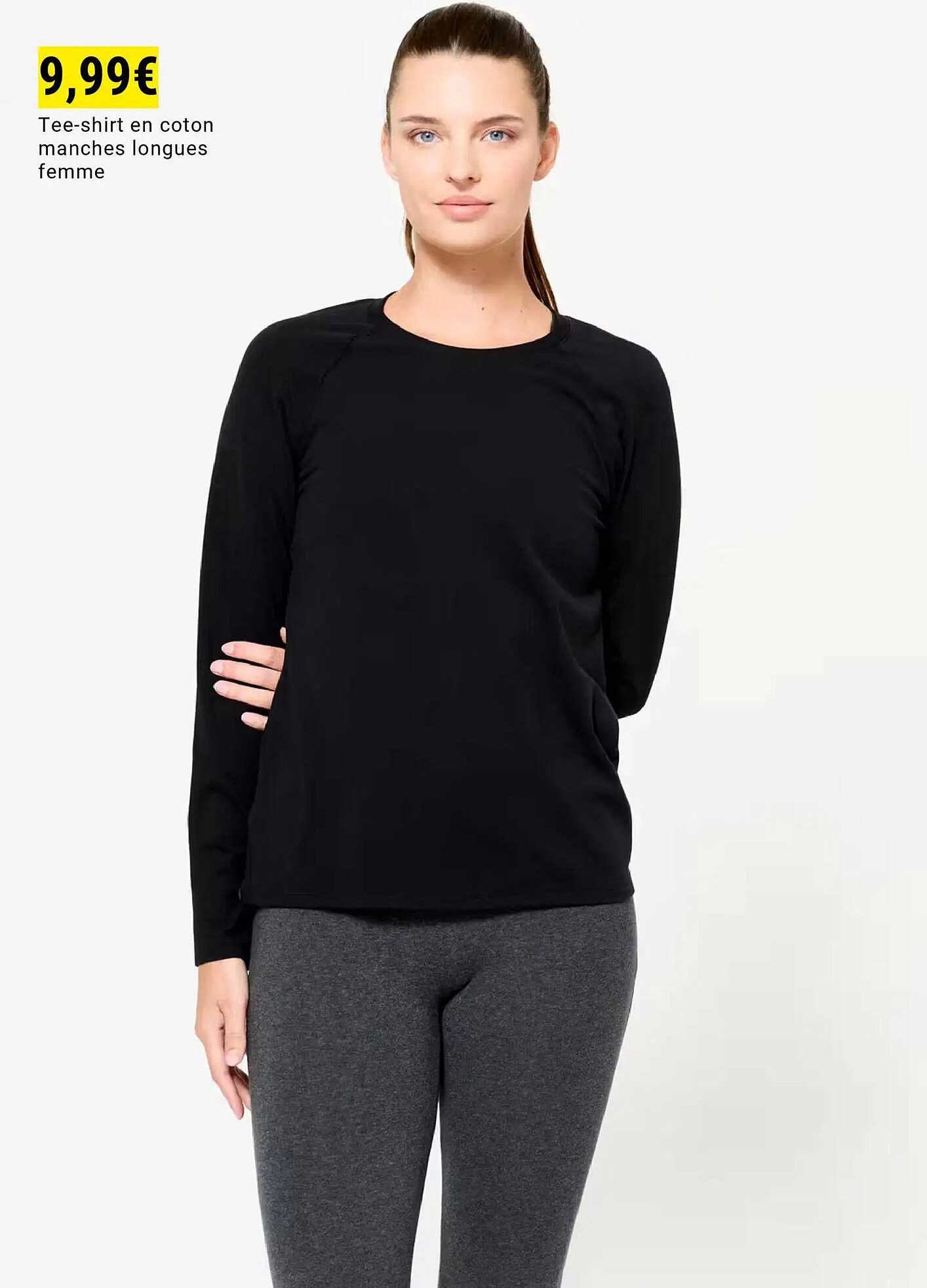 Tee-shirt en coton manches longues femme