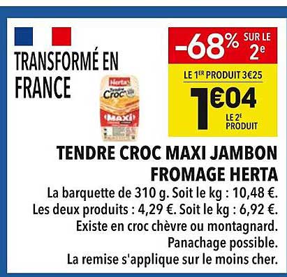 TENDRE CROC MAXI JAMBON FROMAGE HERTA