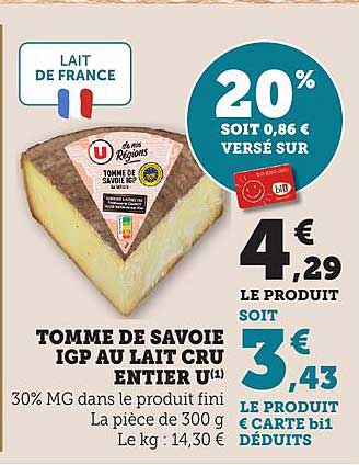 TOMME DE SAVOIE IGP AU LAIT CRU ENTIER U(1)