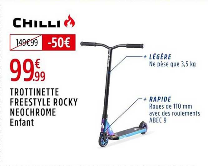 TROTTINETTE FREESTYLE ROCKY NEOCHROME Enfant
