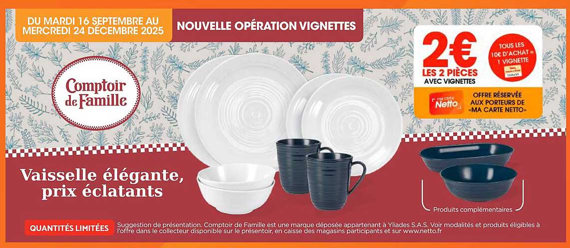Vaisselle élégante, prix éclatants