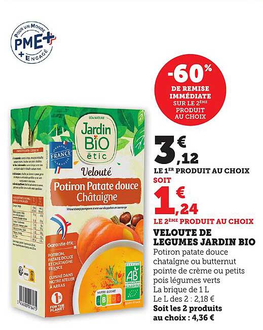 Velouté de Légumes Jardin Bio - Potiron Patate douce Châtaigne