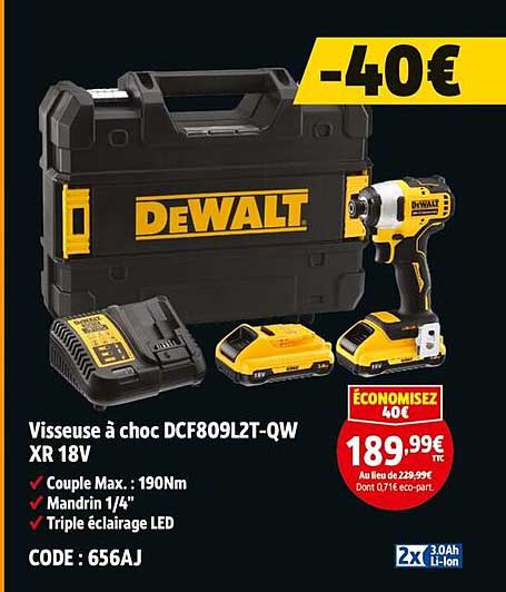 Visseuse à choc DCF809L2T-QW XR 18V