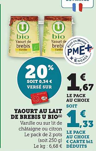 Yaourt au lait de brebis U BIO