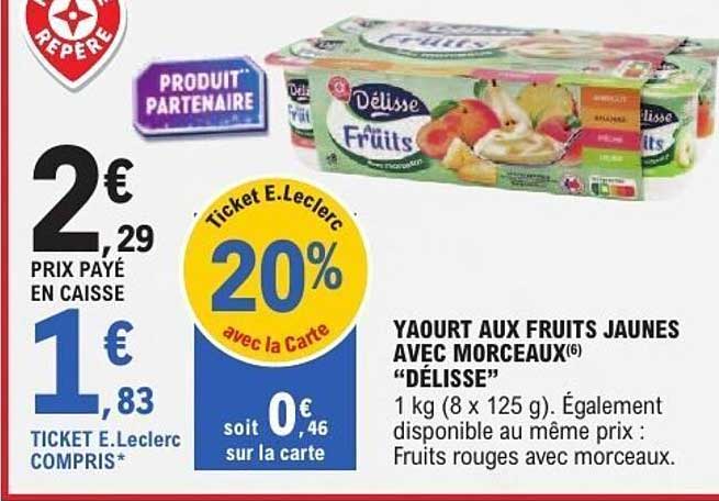 YAOURT AUX FRUITS JAUNES AVEC MORCEAUX(6) "DÉLISSE"