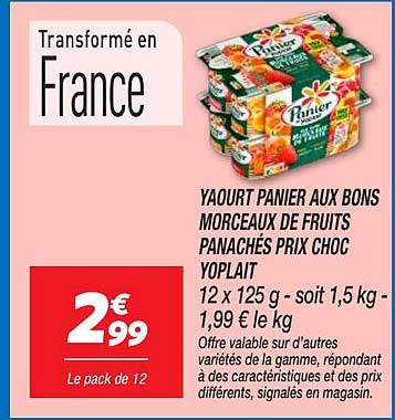 YAOURT PANIER AUX BONS MORCEAUX DE FRUITS PANACHÉS PRIX CHOC YOPLAIT