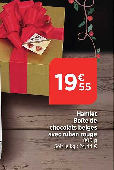 Hamlet Boîte de chocolats belges avec ruban rouge