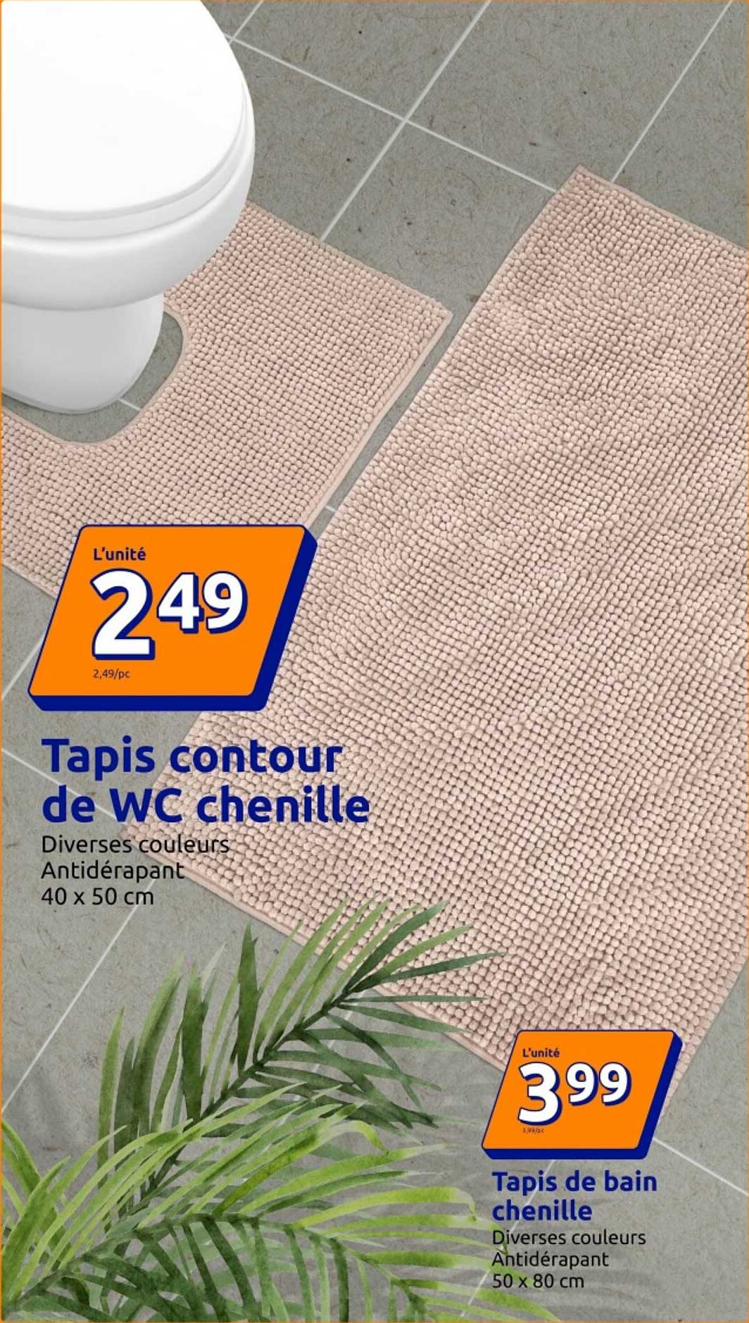 Tapis contour de WC chenille  
Tapis de bain chenille