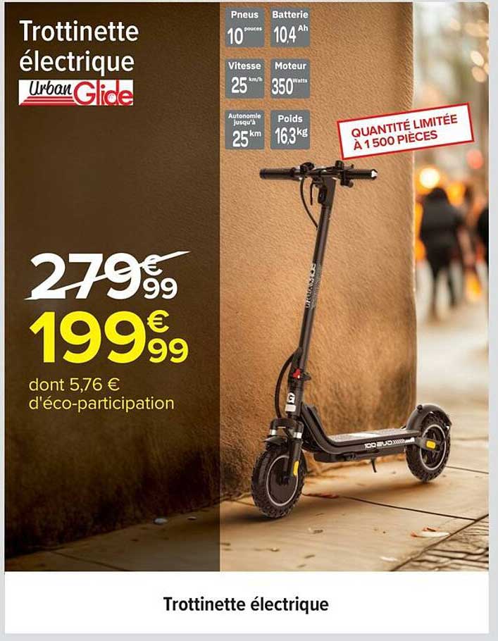 Trotinette électrique Urban Glide – Noire, Neuve Sous Emballage