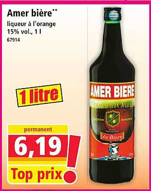 Amer bière** liqueur à l’orange 15% vol., 1l