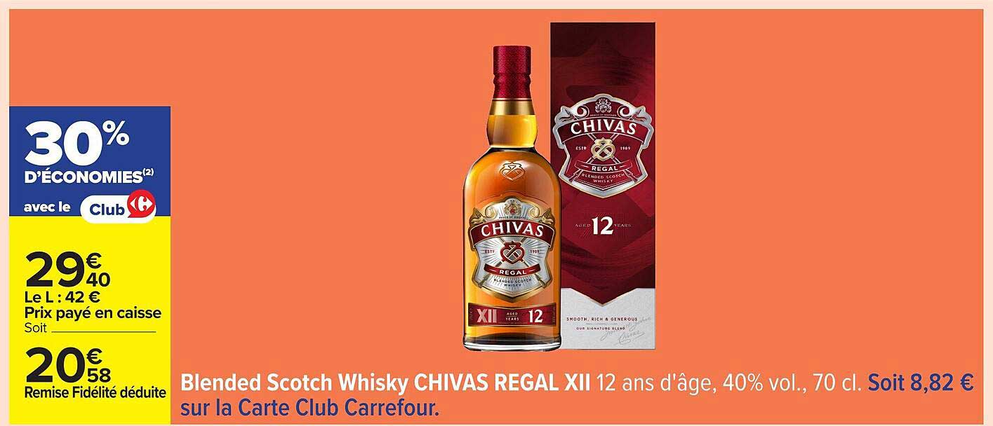Blended Scotch Whisky CHIVAS REGAL XII 12 ans d'âge, 40% vol., 70 cl.