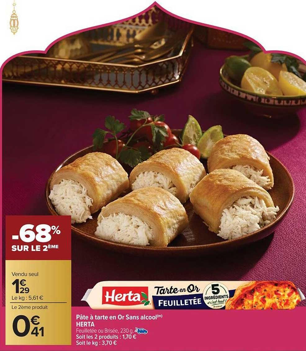Pâte à tarte en Or Sans alcool(m) HERTA