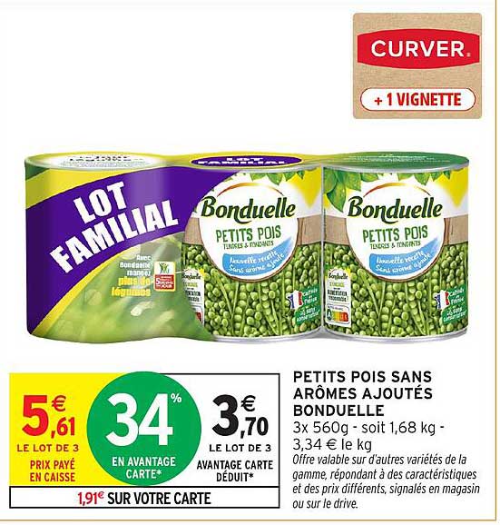 LOT FAMILIAL  
PETITS POIS SANS AROMES AJOUTÉS BONDUELLE