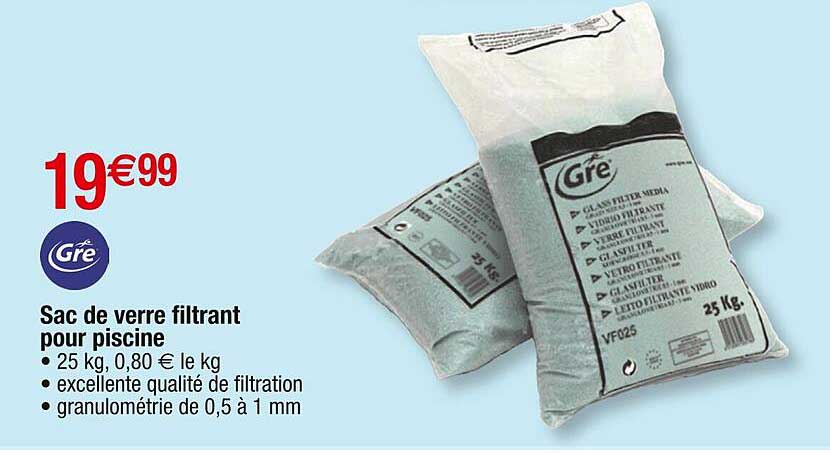Sac de verre filtrant pour piscine