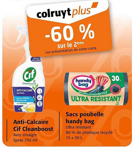 Anti-Calcaire Cif Cleanboost et Sacs Poubelle Handy Bag